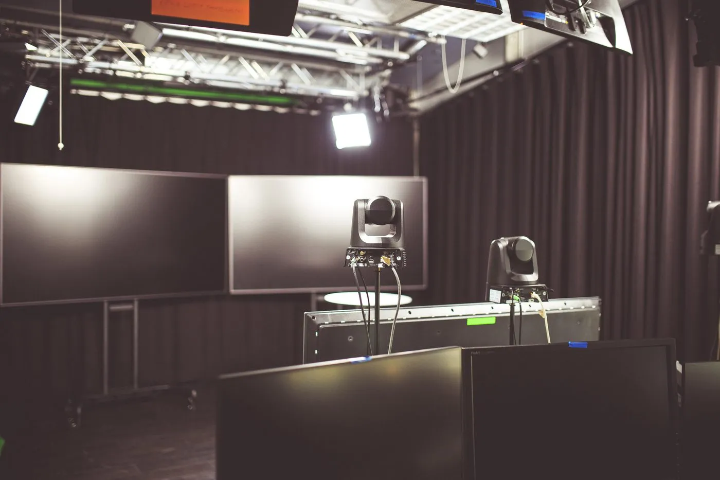 Studio production setup for an earnings event